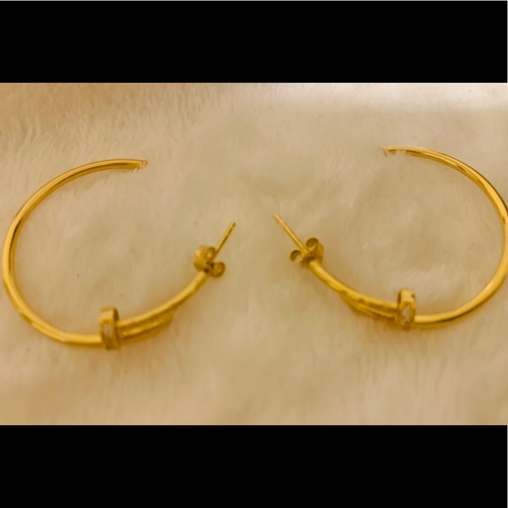 18k solid yellow gold hoops earrings